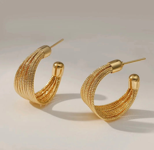 Multi-Layer Sparkling Wire Hoop Earrings