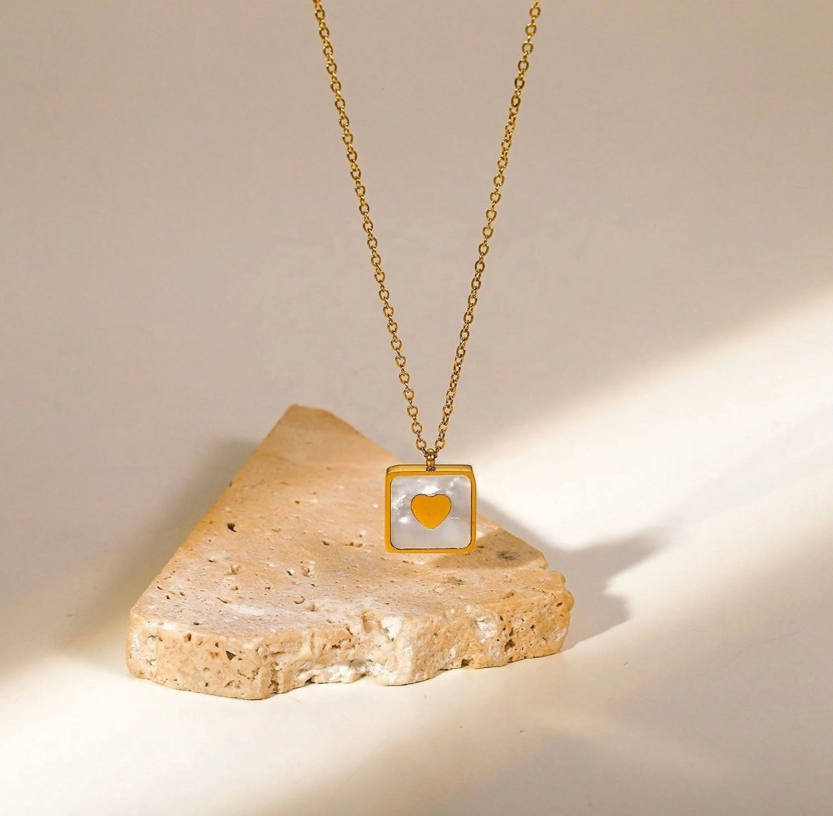 Heart In Opal Square Necklace