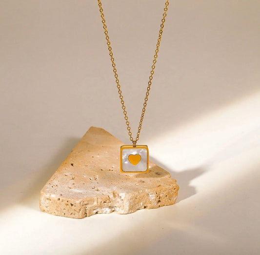 Heart In Opal Square Necklace