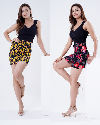 Printed Pencil Knee Length Skirt + Pencil Knee Length Skirt