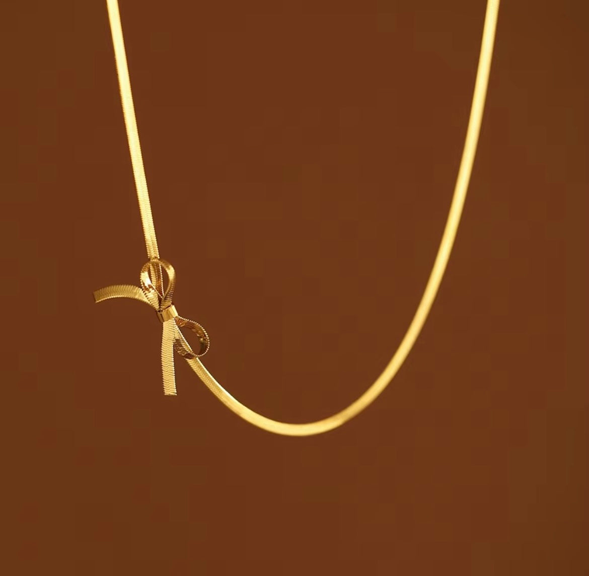 Bow Knot Snake Chain Necklace