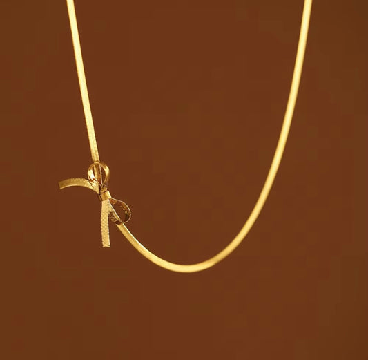 Bow Knot Snake Chain Necklace